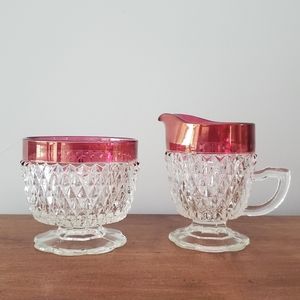 Vintage Indiana Glass Sugar Bowl & Creamer